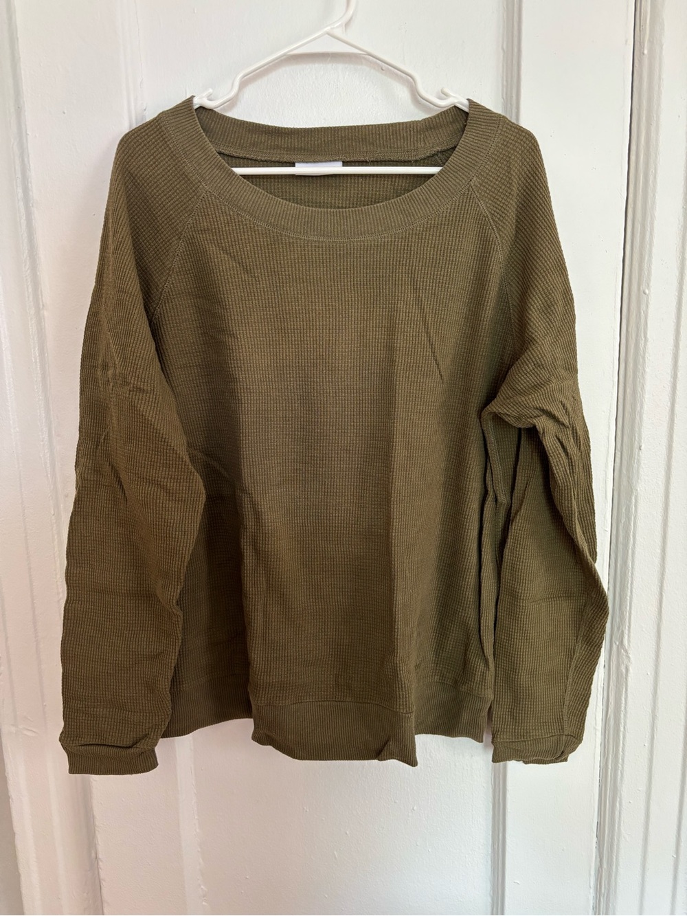 Aritzia Olive Green Waffle Knit Sweatshirt